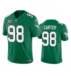 Men Philadelphia Eagles 98 Jalen Carter Green 2023 F U S E With C Patch Vapor Untouchable Stitched Football Jersey Men Philadelphia Eagles 98 Jalen Carter Green 2023 F U S E With C Patch Vapor Untouchable Stitched Football Jersey