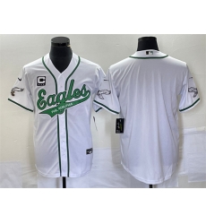 Men Philadelphia Eagles Blank White With C Patch Cool Base Stitched Baseball Jersey Men Philadelphia Eagles Blank White With C Patch Cool Base Stitched Baseball Jersey
