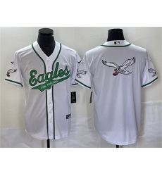 Men Philadelphia Eagles White Team Big Logo Cool Base Stitched Baseball Jersey Men Philadelphia Eagles White Team Big Logo Cool Base Stitched Baseball Jersey
