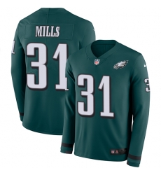 Nike Eagles #31 Jalen Mills Midnight Green Team Color Men Stitched NFL Limited Therma Long Sleeve Jersey Nike Eagles #31 Jalen Mills Midnight Green Team Color Men Stitched NFL Limited Therma Long Sleeve Jersey