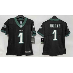Women Philadelphia Eagles 1 Jalen Hurts Black New Vapor Untouchable Limited Stitched Football Jersey