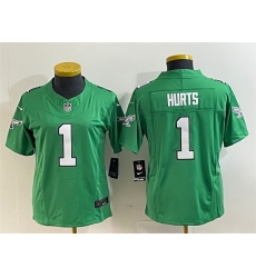 Women Philadelphia Eagles 1 Jalen Hurts Green 2023 F U S E Stitched Football Jersey Run Small Women Philadelphia Eagles 1 Jalen Hurts Green 2023 F U S E Stitched Football Jersey Run Small