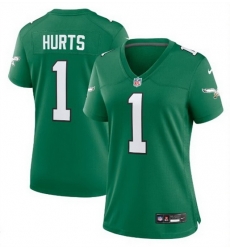 Women Philadelphia Eagles 1 Jalen Hurts Kelly Green Stitched Football Jersey Run Small Women Philadelphia Eagles 1 Jalen Hurts Kelly Green Stitched Football Jersey Run Small