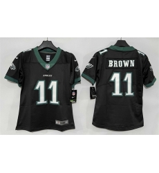 Women Philadelphia Eagles 11 A J Brown Black New Vapor Untouchable Limited Stitched Football Jersey