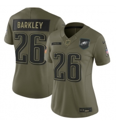 Women Philadelphia Eagles 26 Saquon Barkley Olive 2025 Salute to Service Limited Stitched Football Jersey Women Philadelphia Eagles 26 Saquon Barkley Olive 2025 Salute to Service Limited Stitched Football Jersey