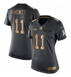 Womens Nike Philadelphia Eagles 11 Carson Wentz Limited BlackGold Salute to Service NFL Jersey Womens Nike Philadelphia Eagles 11 Carson Wentz Limited BlackGold Salute to Service NFL Jersey