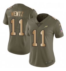 Womens Nike Philadelphia Eagles 11 Carson Wentz Limited OliveGold 2017 Salute to Service NFL Jersey Womens Nike Philadelphia Eagles 11 Carson Wentz Limited OliveGold 2017 Salute to Service NFL Jersey