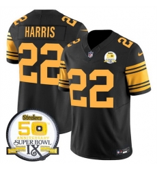 Men Pittsburgh Steelers 22 Najee Harris Black 2024 F U S E 50th Anniversary Of Super Bowl IX Color Rush Limited Stitched Jersey Men Pittsburgh Steelers 22 Najee Harris Black 2024 F U S E 50th Anniversary Of Super Bowl IX Color Rush Limited Stitched Jersey