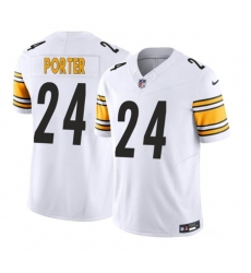 Men Pittsburgh Steelers 24 Joey Porter Jr White 2023 F U S E Vapor Untouchable Limited Stitched Jersey Men Pittsburgh Steelers 24 Joey Porter Jr White 2023 F U S E Vapor Untouchable Limited Stitched Jersey
