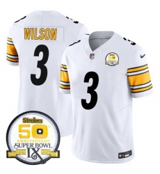 Men Pittsburgh Steelers 3 Russell Wilson White 2024 F U S E 50th Anniversary Of Super Bowl IX Alternate Vapor Untouchable Limited Stitched Jersey Men Pittsburgh Steelers 3 Russell Wilson White 2024 F U S E 50th Anniversary Of Super Bowl IX Alternate Vapor Untouchable Limited Stitched Jersey