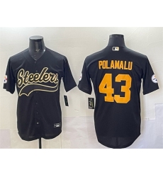 Men Pittsburgh Steelers 43 Troy Polamalu Black Cool Base Stitched Baseball Jersey Men Pittsburgh Steelers 43 Troy Polamalu Black Cool Base Stitched Baseball Jersey