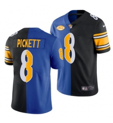 Men Pittsburgh Steelers 8 Kenny Pickett Royal Black Split Limited Stitched Jerse Men Pittsburgh Steelers 8 Kenny Pickett Royal Black Split Limited Stitched Jerse