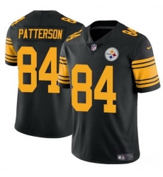 Men Pittsburgh Steelers 84 Cordarrelle Patterson Black Color Rush Limited Stitched Jersey Men Pittsburgh Steelers 84 Cordarrelle Patterson Black Color Rush Limited Stitched Jersey