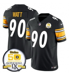 Men Pittsburgh Steelers 90 T J Watt Black 2024 F U S E 50th Anniversary Of Super Bowl IX Alternate Vapor Untouchable Limited Stitched Jersey Men Pittsburgh Steelers 90 T J Watt Black 2024 F U S E 50th Anniversary Of Super Bowl IX Alternate Vapor Untouchable Limited Stitched Jersey
