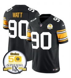 Men Pittsburgh Steelers 90 T J Watt Black 2024 F U S E 50th Anniversary Of Super Bowl IX Vapor Untouchable Limited Stitched Jersey Men Pittsburgh Steelers 90 T J Watt Black 2024 F U S E 50th Anniversary Of Super Bowl IX Vapor Untouchable Limited Stitched Jersey