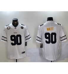 Men Pittsburgh Steelers 90 T J Watt White 2019 Team Logo Cool Edition Stitched Jersey 2 Men Pittsburgh Steelers 90 T J Watt White 2019 Team Logo Cool Edition Stitched Jersey 2