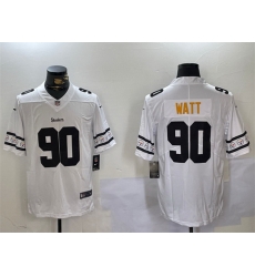 Men Pittsburgh Steelers 90 T J Watt White 2019 Team Logo Cool Edition Stitched Jersey Men Pittsburgh Steelers 90 T J Watt White 2019 Team Logo Cool Edition Stitched Jersey