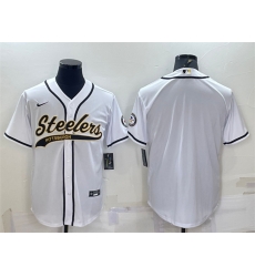 Men Pittsburgh Steelers Blank White With Patch Cool Base Stitched Baseball Jersey Men Pittsburgh Steelers Blank White With Patch Cool Base Stitched Baseball Jersey