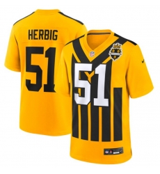 Men Pittsburgh Steelers Nick Herbig 51 Gold 1933 F U S E Throwback Alternate Football Stitched Football Jersey