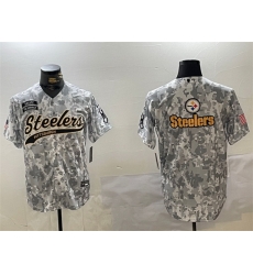 Men Pittsburgh Steelers Team Big Logo 2024 Arctic Camo Salute To Service Stitched Baseball Jersey 1 Men Pittsburgh Steelers Team Big Logo 2024 Arctic Camo Salute To Service Stitched Baseball Jersey 1
