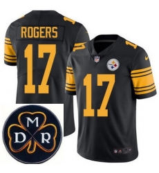 Men's Nike Pittsburgh Steelers #17 Eli Rogers Elite Black Rush NFL MDR Dan Rooney Patch Jersey Men's Nike Pittsburgh Steelers #17 Eli Rogers Elite Black Rush NFL MDR Dan Rooney Patch Jersey