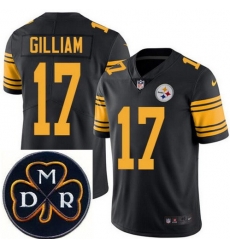 Men's Nike Pittsburgh Steelers #17 Joe Gilliam Elite Black Rush NFL MDR Dan Rooney Patch Jersey Men's Nike Pittsburgh Steelers #17 Joe Gilliam Elite Black Rush NFL MDR Dan Rooney Patch Jersey