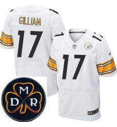 Men's Nike Pittsburgh Steelers #17 Joe Gilliam White Stitched NFL Elite MDR Dan Rooney Patch Jersey Men's Nike Pittsburgh Steelers #17 Joe Gilliam White Stitched NFL Elite MDR Dan Rooney Patch Jersey