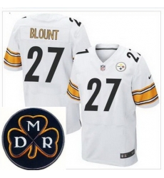 Men's Nike Pittsburgh Steelers #27 LeGarrette Blount White NFL Elite MDR Dan Rooney Patch Jersey Men's Nike Pittsburgh Steelers #27 LeGarrette Blount White NFL Elite MDR Dan Rooney Patch Jersey