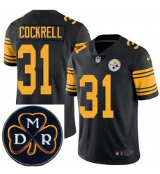 Men's Nike Pittsburgh Steelers #31 Ross Cockrell Elite Black Rush NFL MDR Dan Rooney Patch Jersey Men's Nike Pittsburgh Steelers #31 Ross Cockrell Elite Black Rush NFL MDR Dan Rooney Patch Jersey