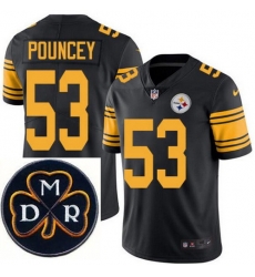Men's Nike Pittsburgh Steelers #53 Maurkice Pouncey Elite Black Rush NFL MDR Dan Rooney Patch Jersey Men's Nike Pittsburgh Steelers #53 Maurkice Pouncey Elite Black Rush NFL MDR Dan Rooney Patch Jersey