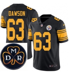 Men's Nike Pittsburgh Steelers #63 Dermontti Dawson Elite Black Rush NFL MDR Dan Rooney Patch Jersey Men's Nike Pittsburgh Steelers #63 Dermontti Dawson Elite Black Rush NFL MDR Dan Rooney Patch Jersey