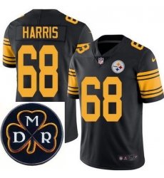 Men's Nike Pittsburgh Steelers #68 Ryan Harris Elite Black Rush NFL MDR Dan Rooney Patch Jersey Men's Nike Pittsburgh Steelers #68 Ryan Harris Elite Black Rush NFL MDR Dan Rooney Patch Jersey