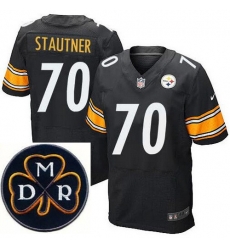 Men's Nike Pittsburgh Steelers #70 Ernie Stautner Elite Black NFL MDR Dan Rooney Patch Jersey Men's Nike Pittsburgh Steelers #70 Ernie Stautner Elite Black NFL MDR Dan Rooney Patch Jersey