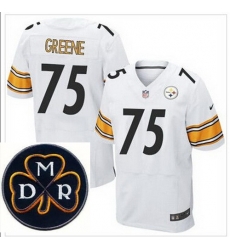 Men's Nike Pittsburgh Steelers #75 Joe Greene White NFL Elite MDR Dan Rooney Patch Jersey Men's Nike Pittsburgh Steelers #75 Joe Greene White NFL Elite MDR Dan Rooney Patch Jersey