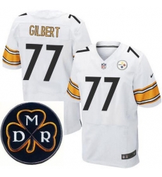 Men's Nike Pittsburgh Steelers #77 Marcus Gilbert Elite White NFL MDR Dan Rooney Patch Jersey Men's Nike Pittsburgh Steelers #77 Marcus Gilbert Elite White NFL MDR Dan Rooney Patch Jersey
