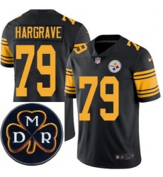 Men's Nike Pittsburgh Steelers #79 Javon Hargrave Elite Black Rush NFL MDR Dan Rooney Patch Jersey Men's Nike Pittsburgh Steelers #79 Javon Hargrave Elite Black Rush NFL MDR Dan Rooney Patch Jersey