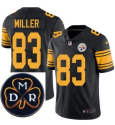 Men's Nike Pittsburgh Steelers #83 Heath Miller Elite Black Rush NFL MDR Dan Rooney Patch Jersey Men's Nike Pittsburgh Steelers #83 Heath Miller Elite Black Rush NFL MDR Dan Rooney Patch Jersey