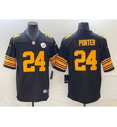 Men's Pittsburgh Steelers #24 Joey Porter Jr. Black 2023 Draft Color Rush Limited Stitched Jersey Men's Pittsburgh Steelers #24 Joey Porter Jr. Black 2023 Draft Color Rush Limited Stitched Jersey