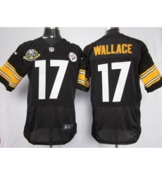 Nike Pittsburgh Steelers 17 Mike Wallace Black Elite W 80 Anniversary Patch NFL Jersey Nike Pittsburgh Steelers 17 Mike Wallace Black Elite W 80 Anniversary Patch NFL Jersey