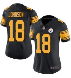 Steelers 18 Diontae Johnson Black Women Stitched Football Limited Rush Jersey Steelers 18 Diontae Johnson Black Women Stitched Football Limited Rush Jersey