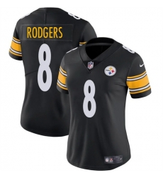 Women Pittsburgh Steelers 8 Aaron Rodgers Black 2025 Vapor Untouchable Limited Stitched Football Jersey Women Pittsburgh Steelers 8 Aaron Rodgers Black 2025 Vapor Untouchable Limited Stitched Football Jersey
