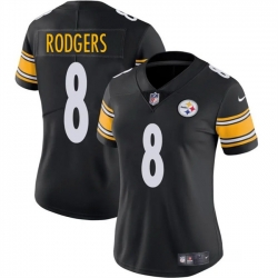 Women Pittsburgh Steelers 8 Aaron Rodgers Black 2025 Vapor Untouchable Limited Stitched Football Jersey