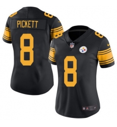 Women Pittsburgh Steelers 8 Kenny Pickett Black Color Rush Limited Stitched Jersey Women Pittsburgh Steelers 8 Kenny Pickett Black Color Rush Limited Stitched Jersey