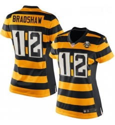 Womens Nike Pittsburgh Steelers 12 Terry Bradshaw Game YellowBlack Alternate 80TH Anniversary Throwback NFL Jersey Womens Nike Pittsburgh Steelers 12 Terry Bradshaw Game YellowBlack Alternate 80TH Anniversary Throwback NFL Jersey