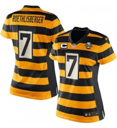 Womens Nike Pittsburgh Steelers 7 Ben Roethlisberger Elite YellowBlack Alternate 80TH Anniversary Throwback C Patch NFL Jersey Womens Nike Pittsburgh Steelers 7 Ben Roethlisberger Elite YellowBlack Alternate 80TH Anniversary Throwback C Patch NFL Jersey