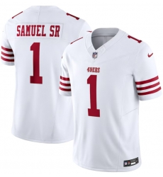Men San Francisco 49ers 1 Deebo Samuel SR White 2024 F U S E Vapor Untouchable Limited Stitched Football Jersey Men San Francisco 49ers 1 Deebo Samuel SR White 2024 F U S E Vapor Untouchable Limited Stitched Football Jersey