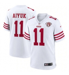 Men San Francisco 49ers 11 Brandon Aiyuk 2022 New White With 75th Anniverseray Patch Stitched Game Jersey Men San Francisco 49ers 11 Brandon Aiyuk 2022 New White With 75th Anniverseray Patch Stitched Game Jersey