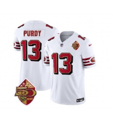 Men San Francisco 49ers 13 Brock Purdy White 2023 F U S E 50th Patch Vapor Untouchable Limited Stitched Football Jersey Men San Francisco 49ers 13 Brock Purdy White 2023 F U S E 50th Patch Vapor Untouchable Limited Stitched Football Jersey