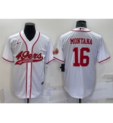 Men San Francisco 49ers 16 Joe Montana White With Patch Cool Base Stitched Baseb Men San Francisco 49ers 16 Joe Montana White With Patch Cool Base Stitched Baseb