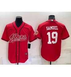 Men San Francisco 49ers 19 Deebo Samuel Red Cool Base Stitched Baseball Jersey Men San Francisco 49ers 19 Deebo Samuel Red Cool Base Stitched Baseball Jersey